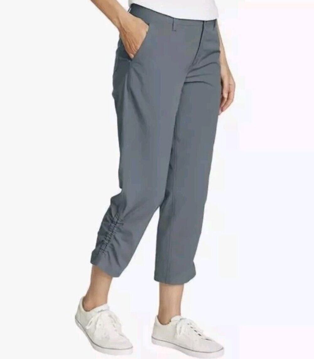 Eddie Bauer Ripstop Crop Capri Pants Cargo Pocket GRAY Women’s Size 14 NEW